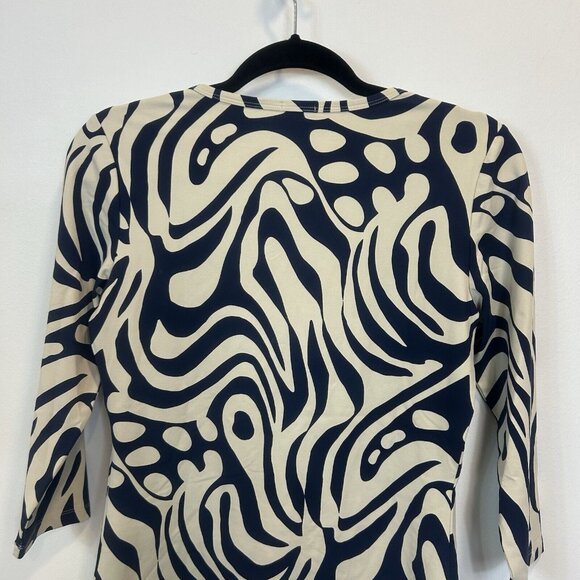 J. McLaughlin Women’s Catalina Cloth 3/4 Sleeve Stretch Cream Navy Size Small - Picture 7 of 8